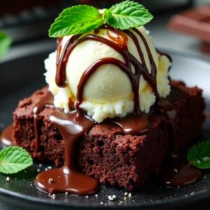 Chocolate Brownie with Vanilla Icecream